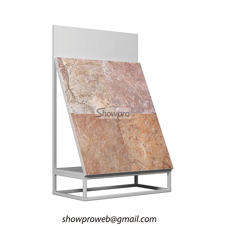 Paver Rack Heavy-duty steel display racks for thick outdoor pavers – Showpro Trade Inc