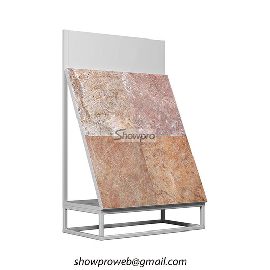 Heavy-duty steel display racks for thick outdoor pavers