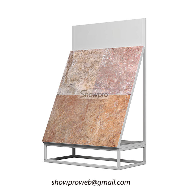 Heavy-duty steel display racks for thick outdoor pavers