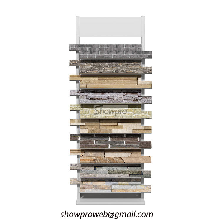 Cultural stone sample tower for kitchen showrooms