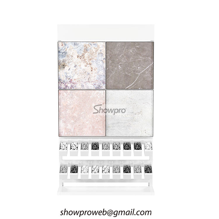 Space-saving tile display rack for design studio