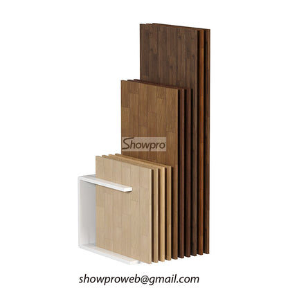 wooden tiles display stand simple flooring display rack