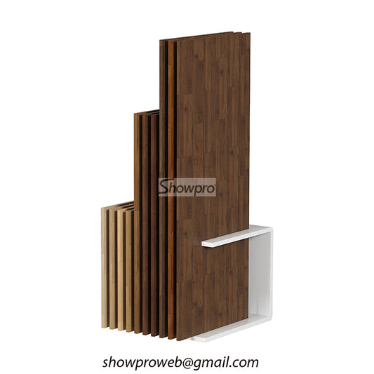 wooden tiles display stand simple flooring display rack