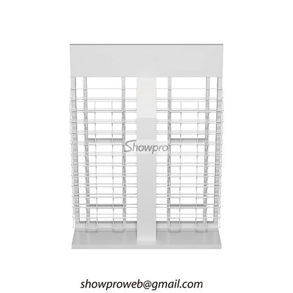 wooden tiles tower display rack floor display stand