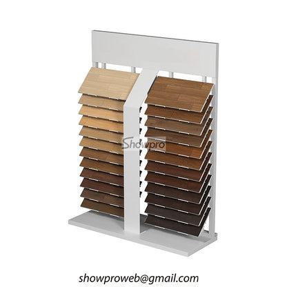 wooden tiles tower display rack floor display stand