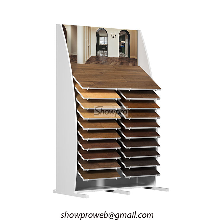 wooden tile display stand wooden floor display