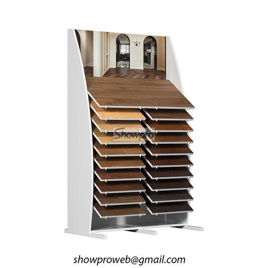 wooden tile display stand wooden floor display