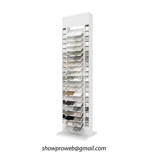 Freestanding quartz sample display towers for showrooms