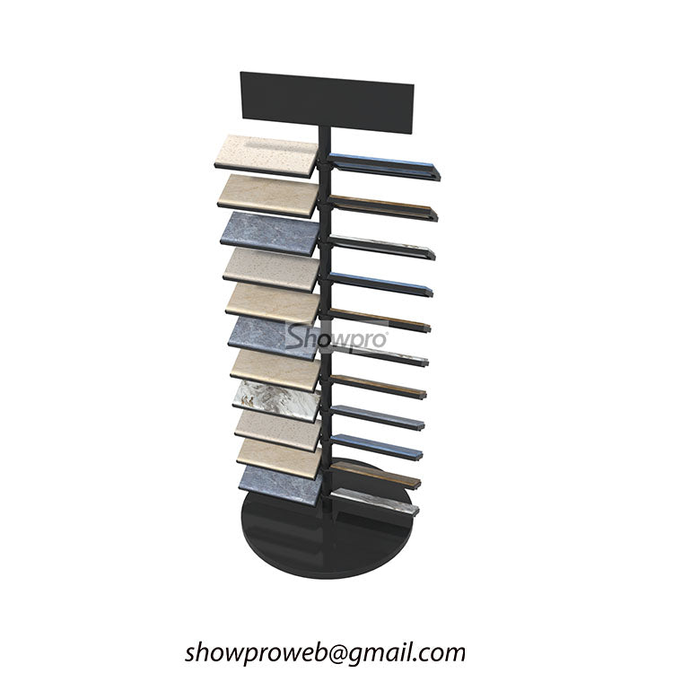 Freestanding wing-style tile display for showrooms