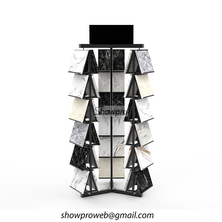 High-capacity vertical rotating tile sample stand