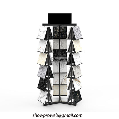 High-capacity vertical rotating tile sample stand