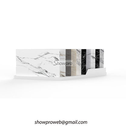 Space-saving floor tile display racks for small shops