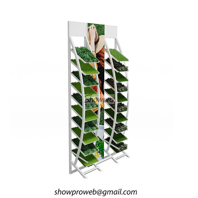 custom garden shop metal artificial grass sample rack