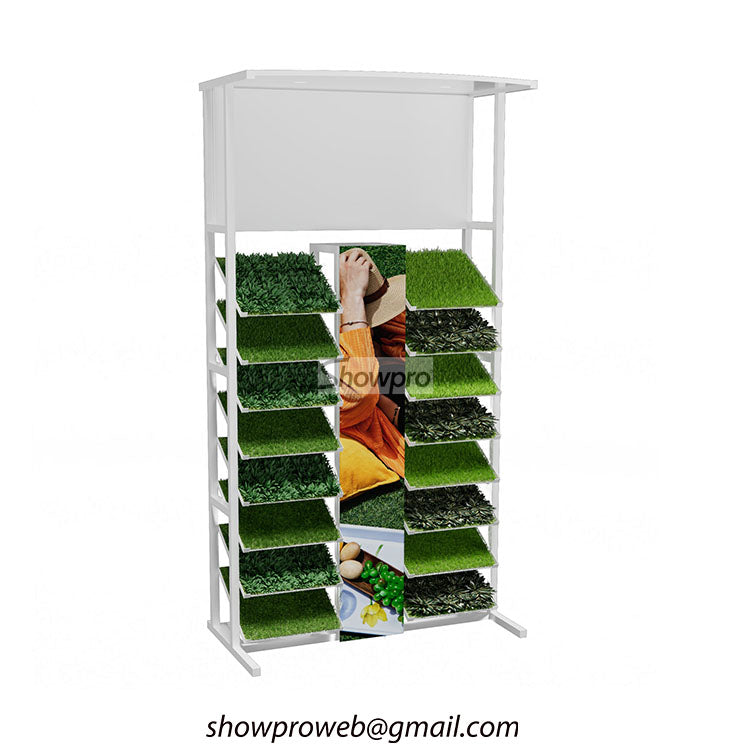 Custom garden shop metal artificial grass sample rack